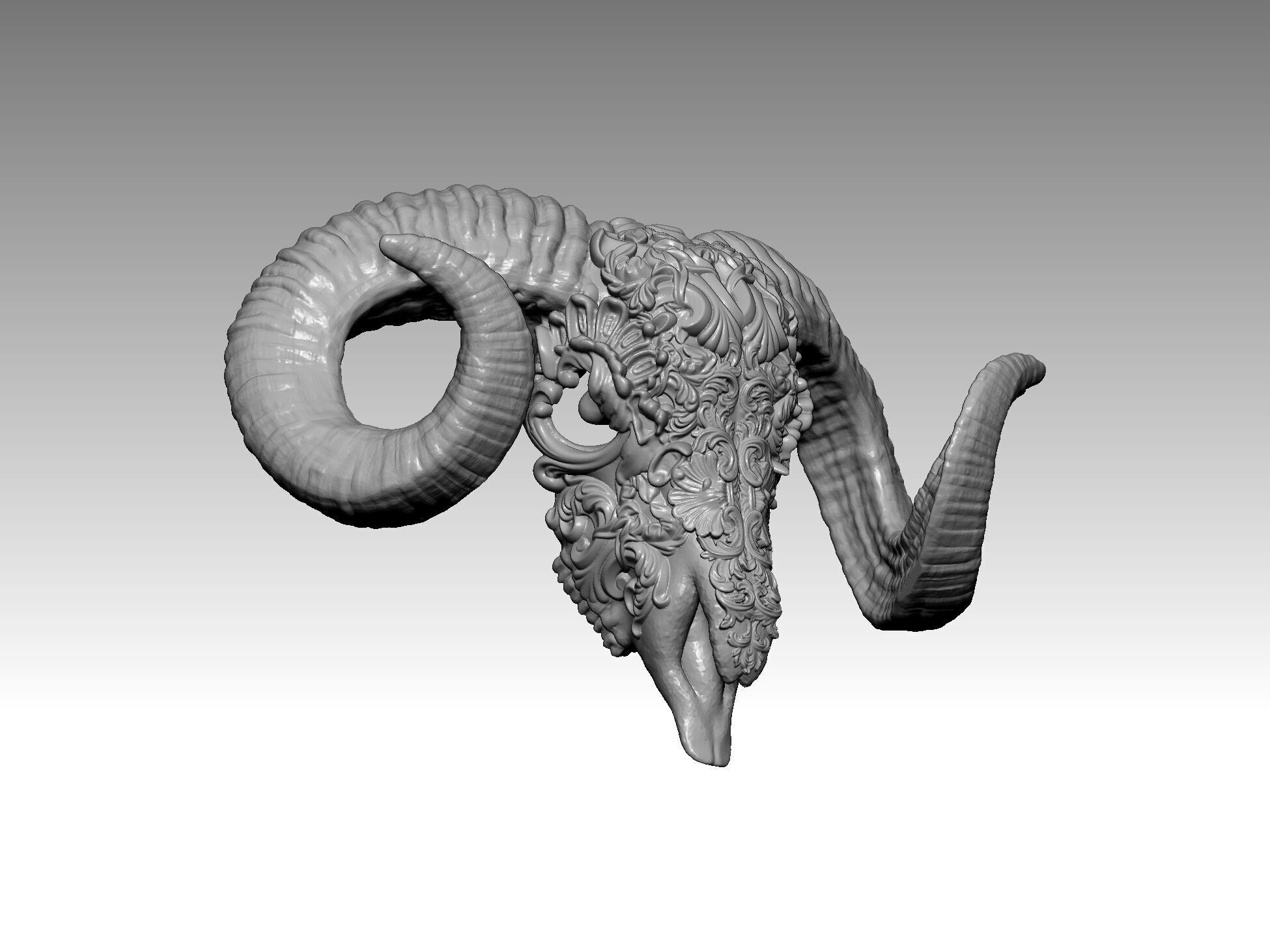 statue goat horns 3D print model_4