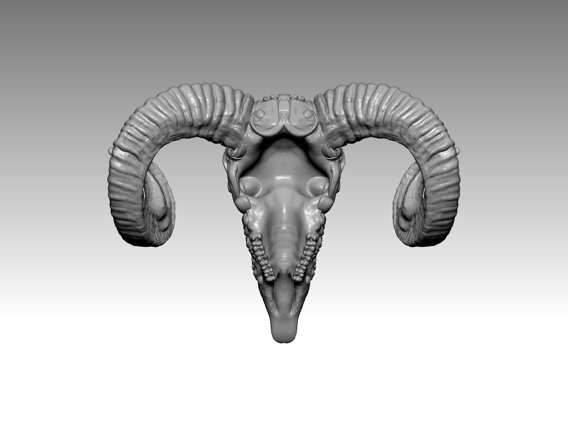 statue goat horns 3D print model_2
