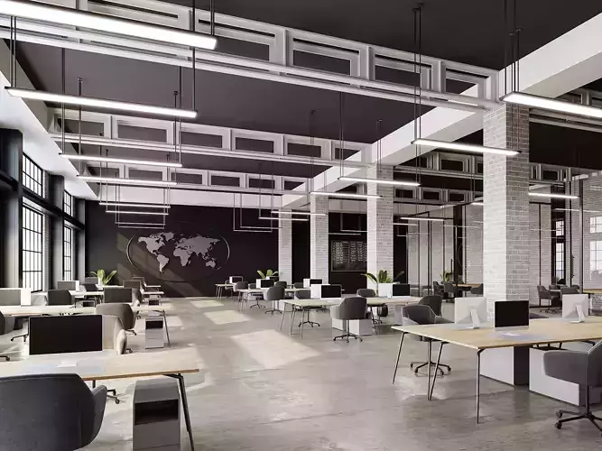 Interior scene loft office 06 3D model