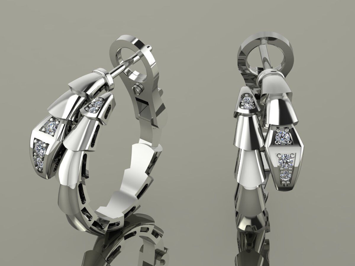 Bvlgari Snake Serpenti Earrings 3D print model_1