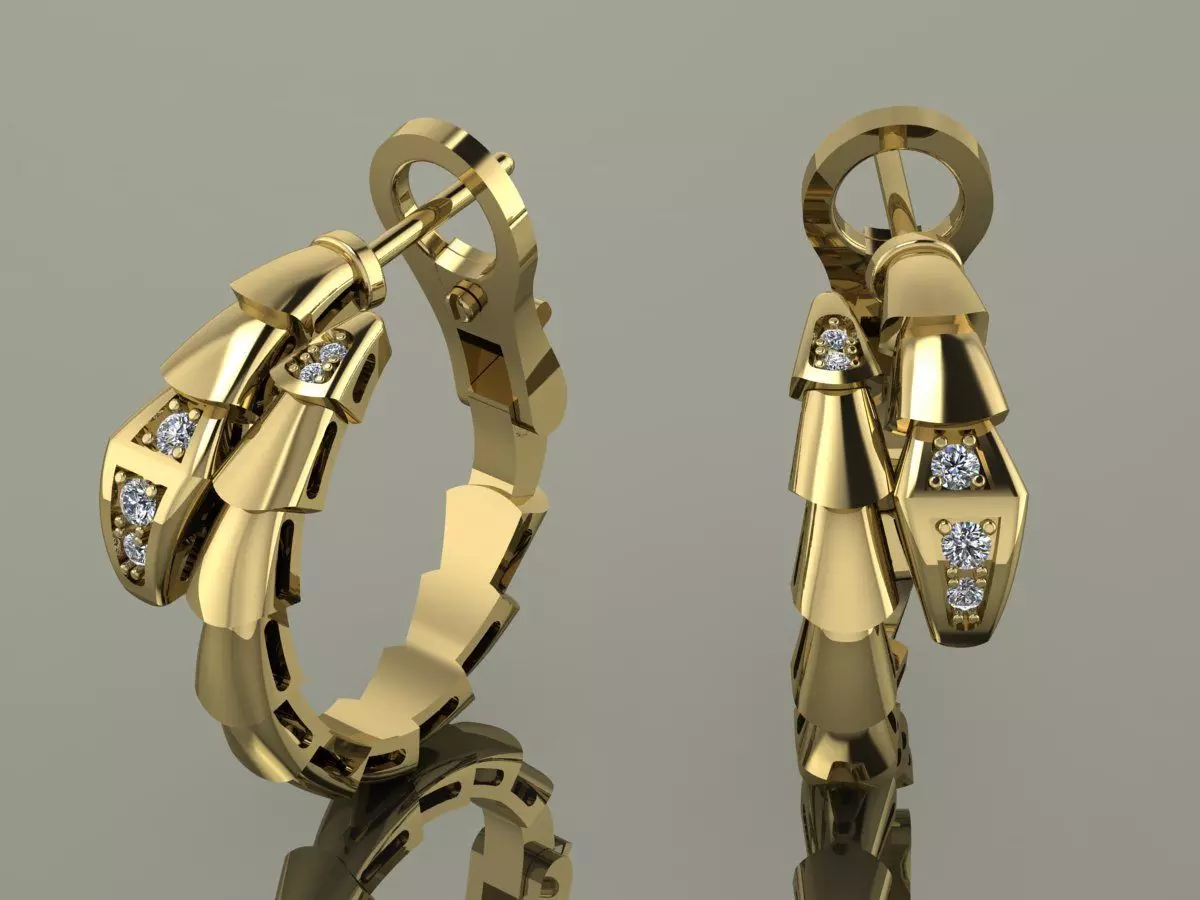 Bvlgari Snake Serpenti Earrings 3D print model_0
