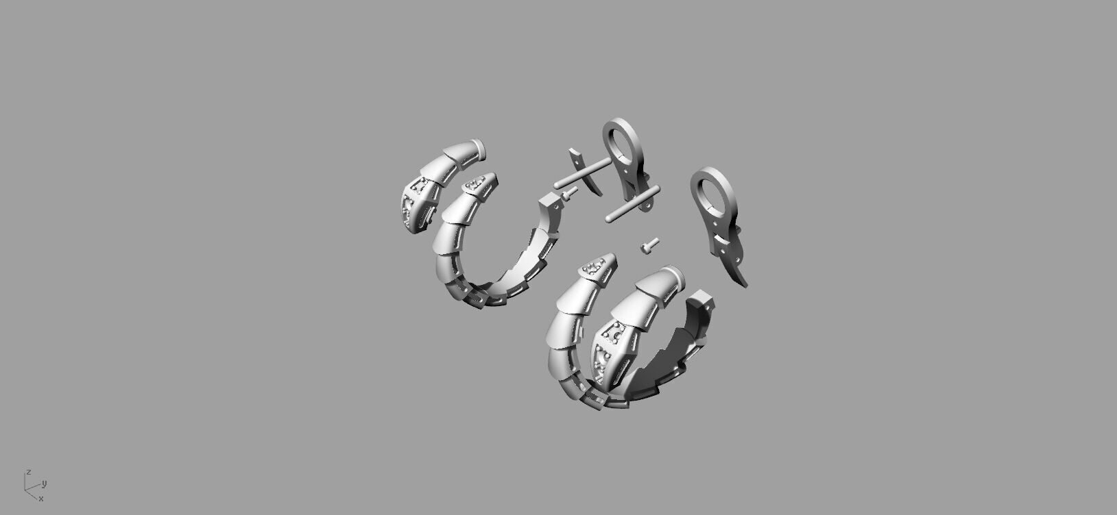 Bvlgari Snake Serpenti Earrings 3D print model_4