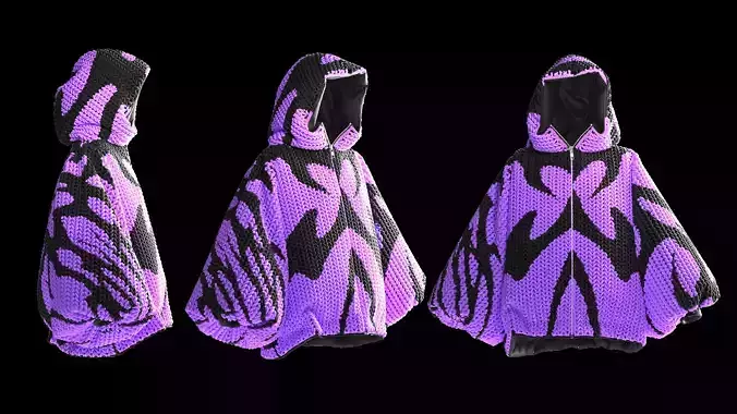 Knit baggy gothic jacket 3d model fashion clothing project