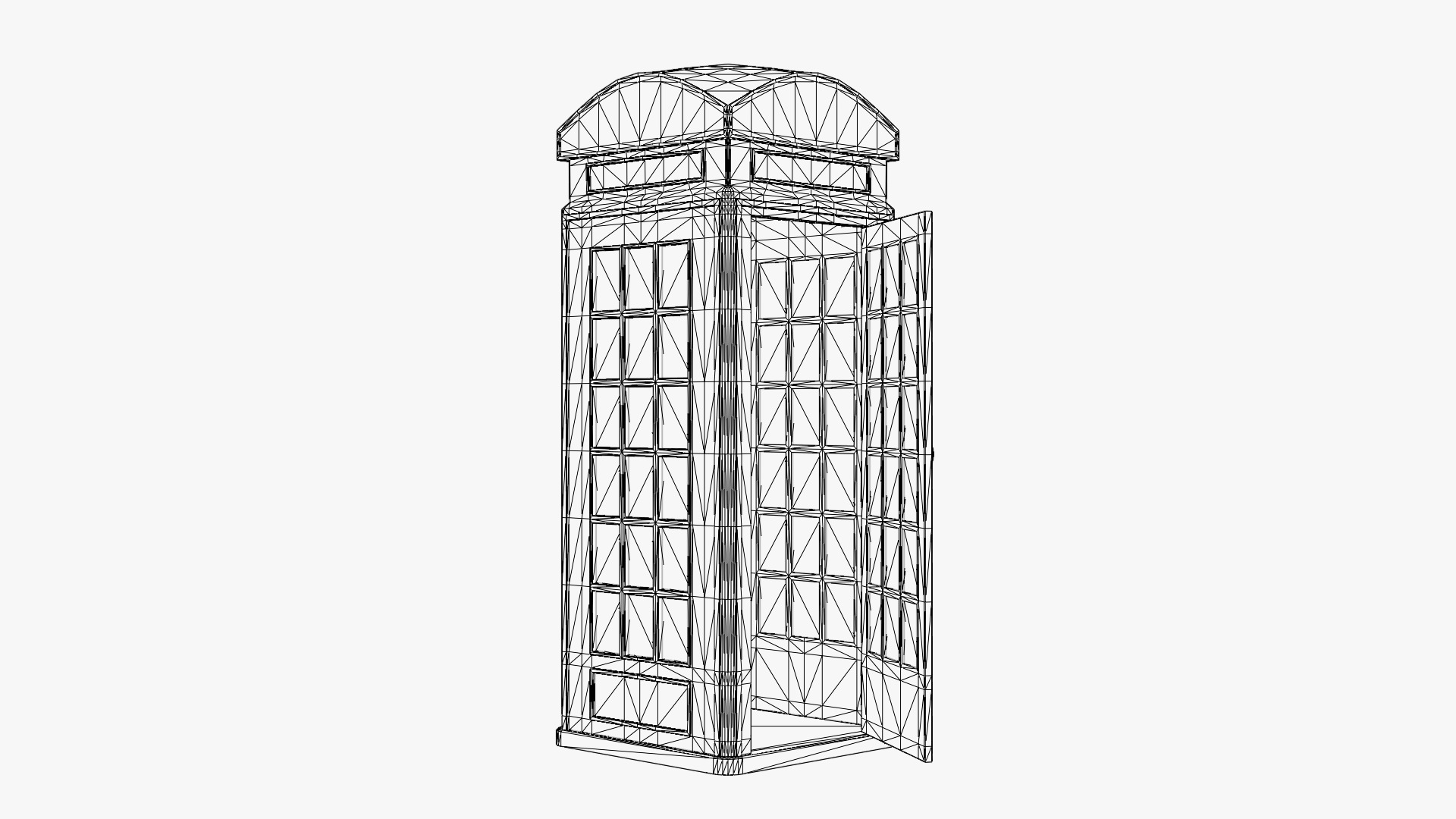 Telephone Booth Low-poly 3D model_12