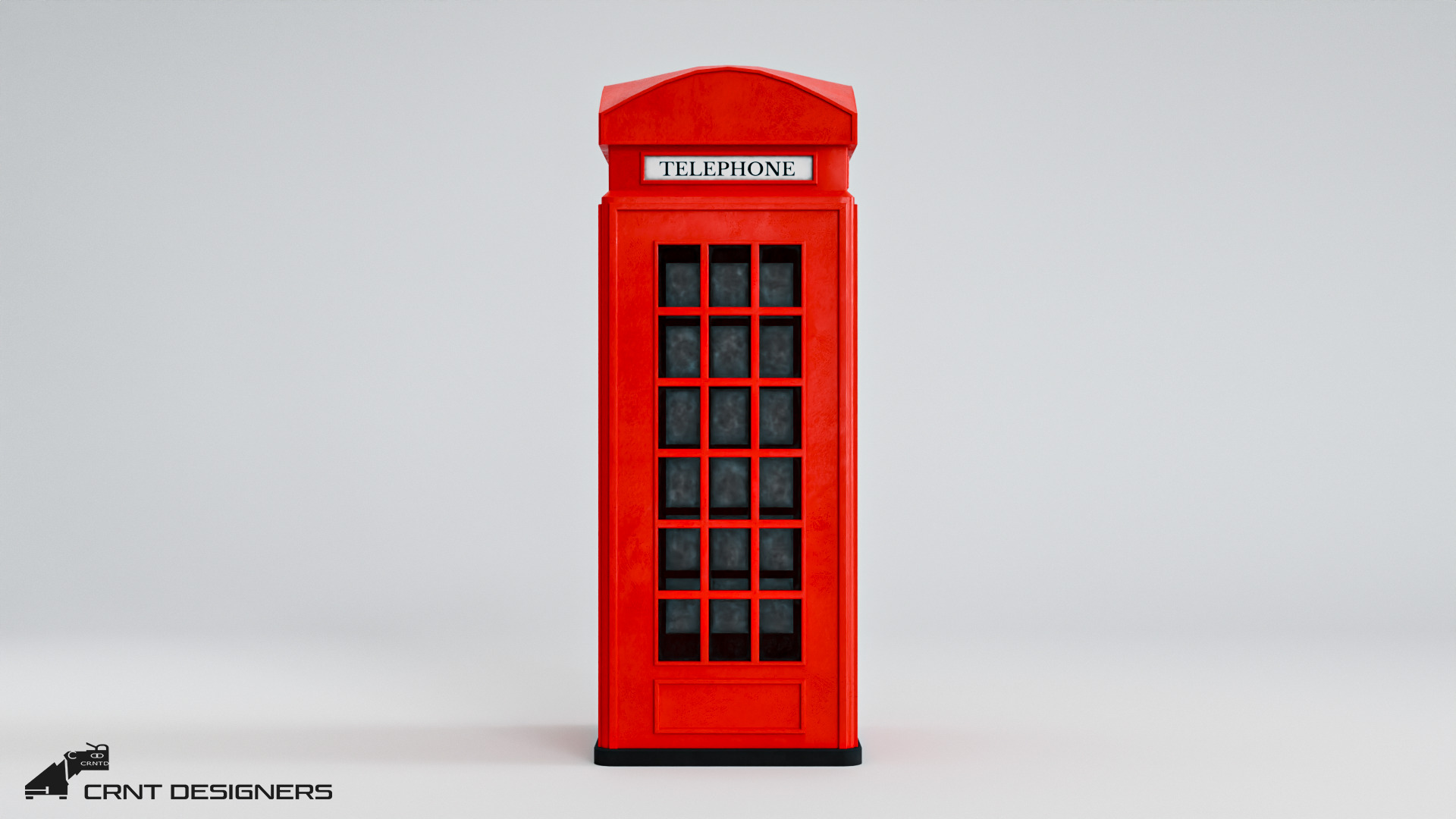Telephone Booth Low-poly 3D model_5