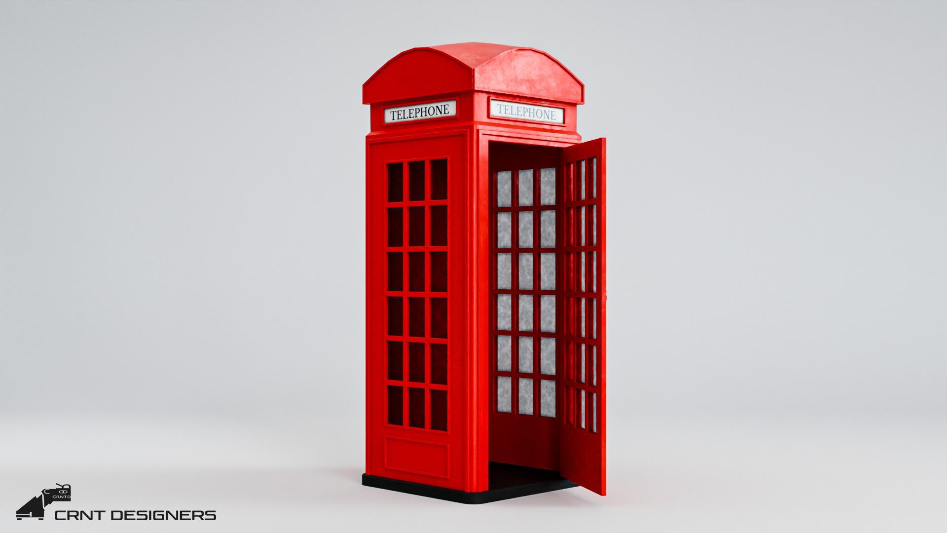 Telephone Booth Low-poly 3D model_11