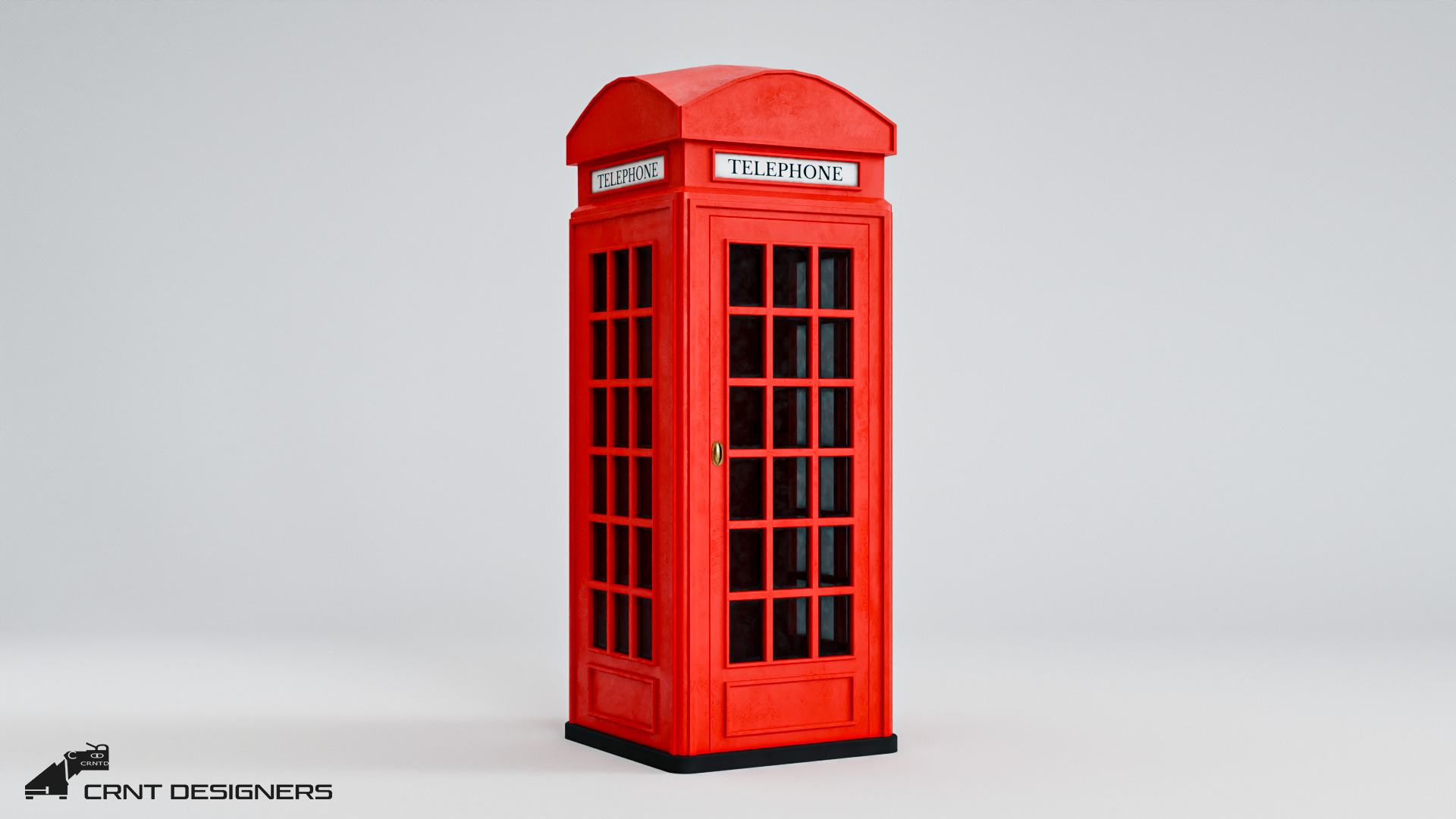 Telephone Booth Low-poly 3D model_3