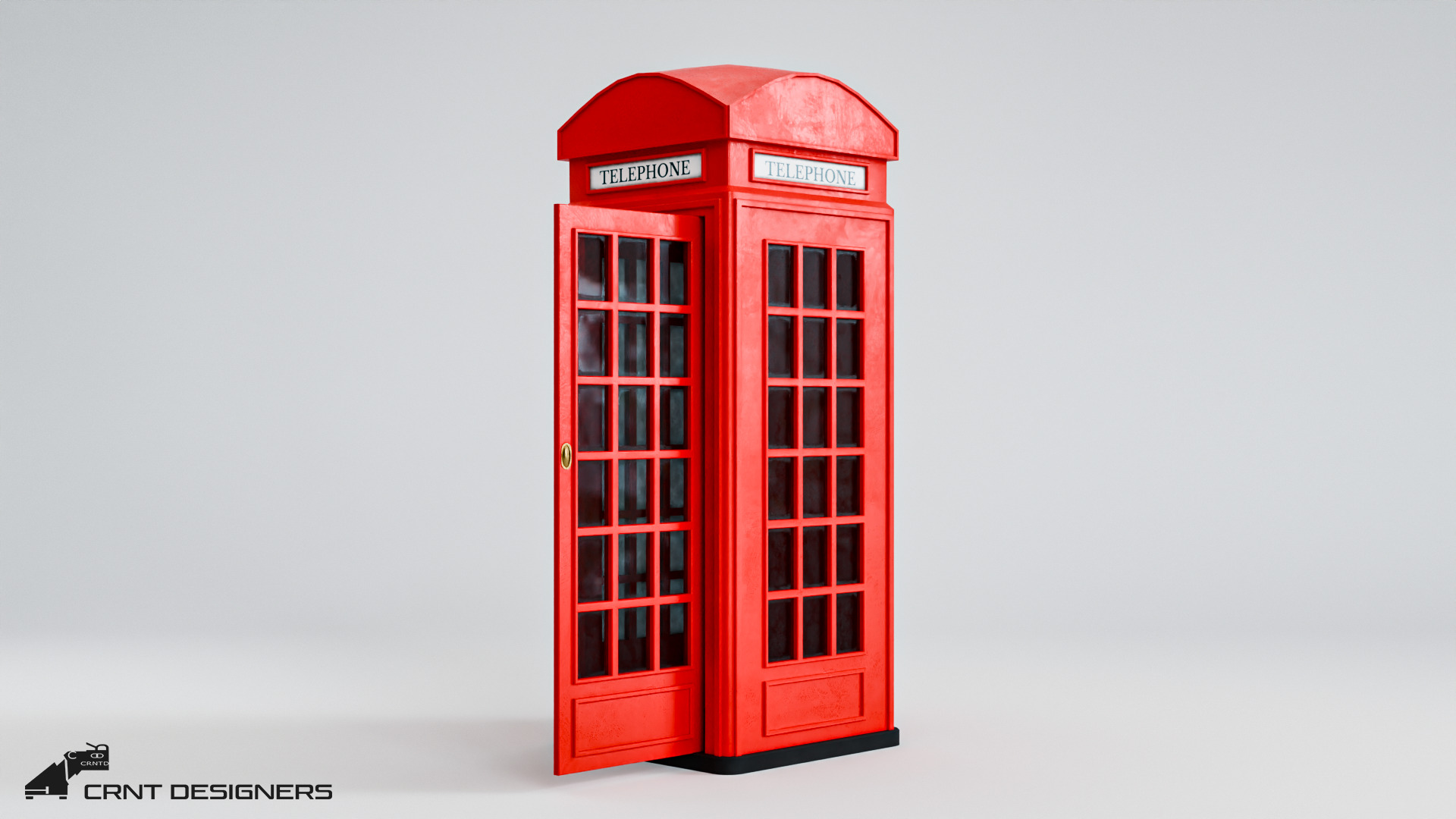 Telephone Booth Low-poly 3D model_10