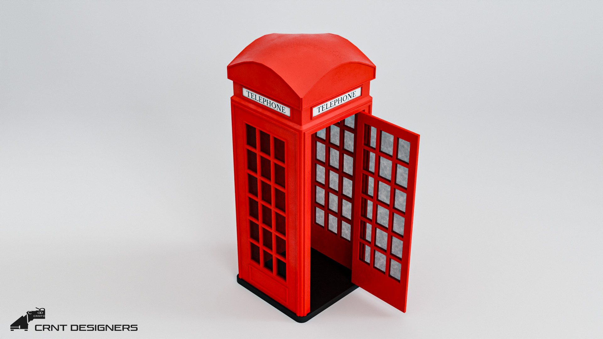 Telephone Booth Low-poly 3D model_9
