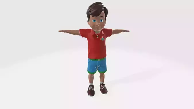 Rigged Cartoon Boy High Poly