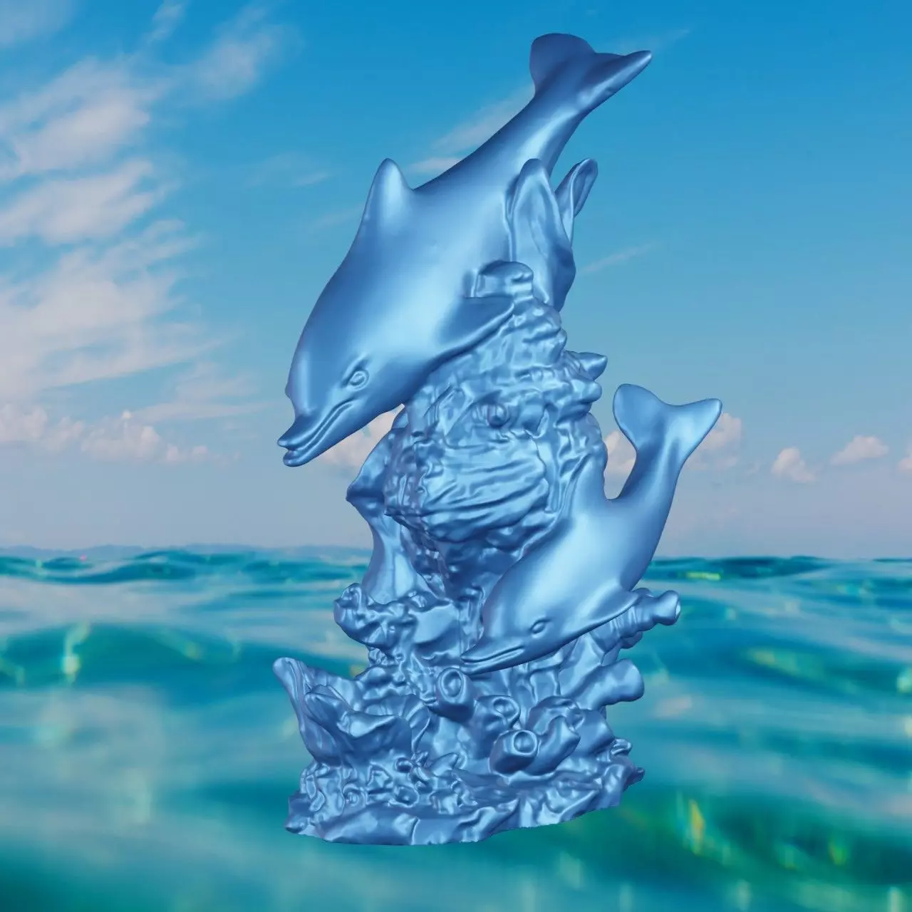 Dolphin seashell look down 3D print model