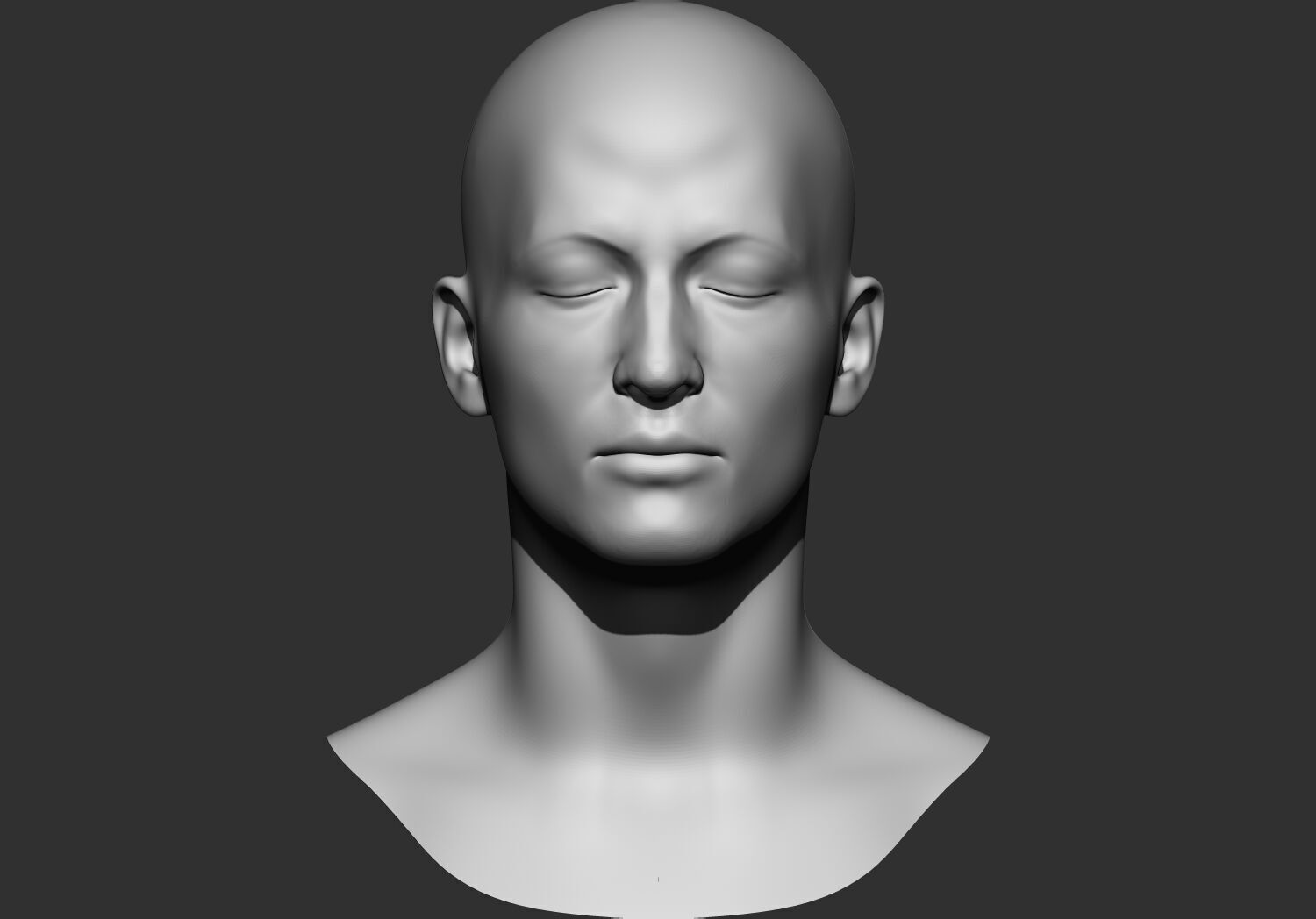 human Base mesh head multi expressions 3d stl model 3D print model_2