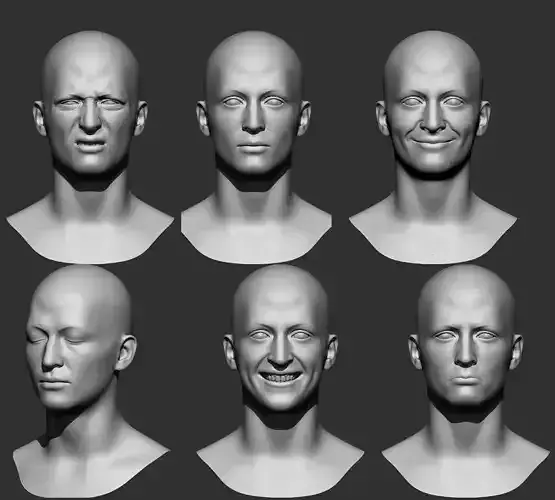 human Base mesh head multi expressions 3d stl model 3D print model