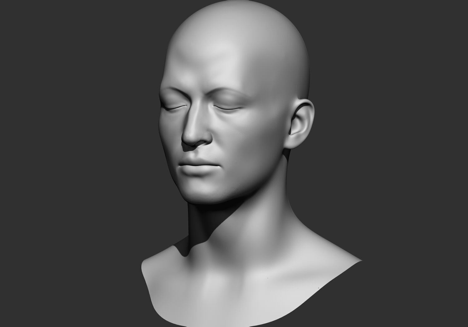 human Base mesh head multi expressions 3d stl model 3D print model_3