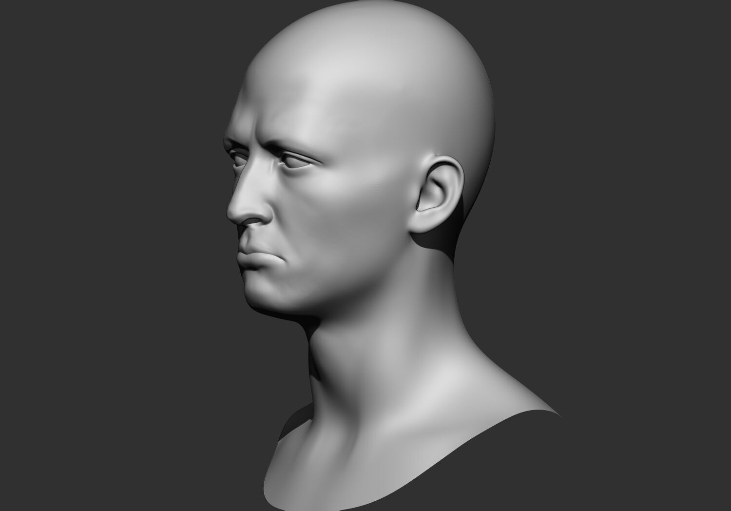 human Base mesh head multi expressions 3d stl model 3D print model_10