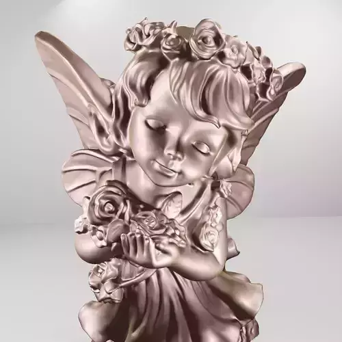 Fairy girl and roses 3D print model
