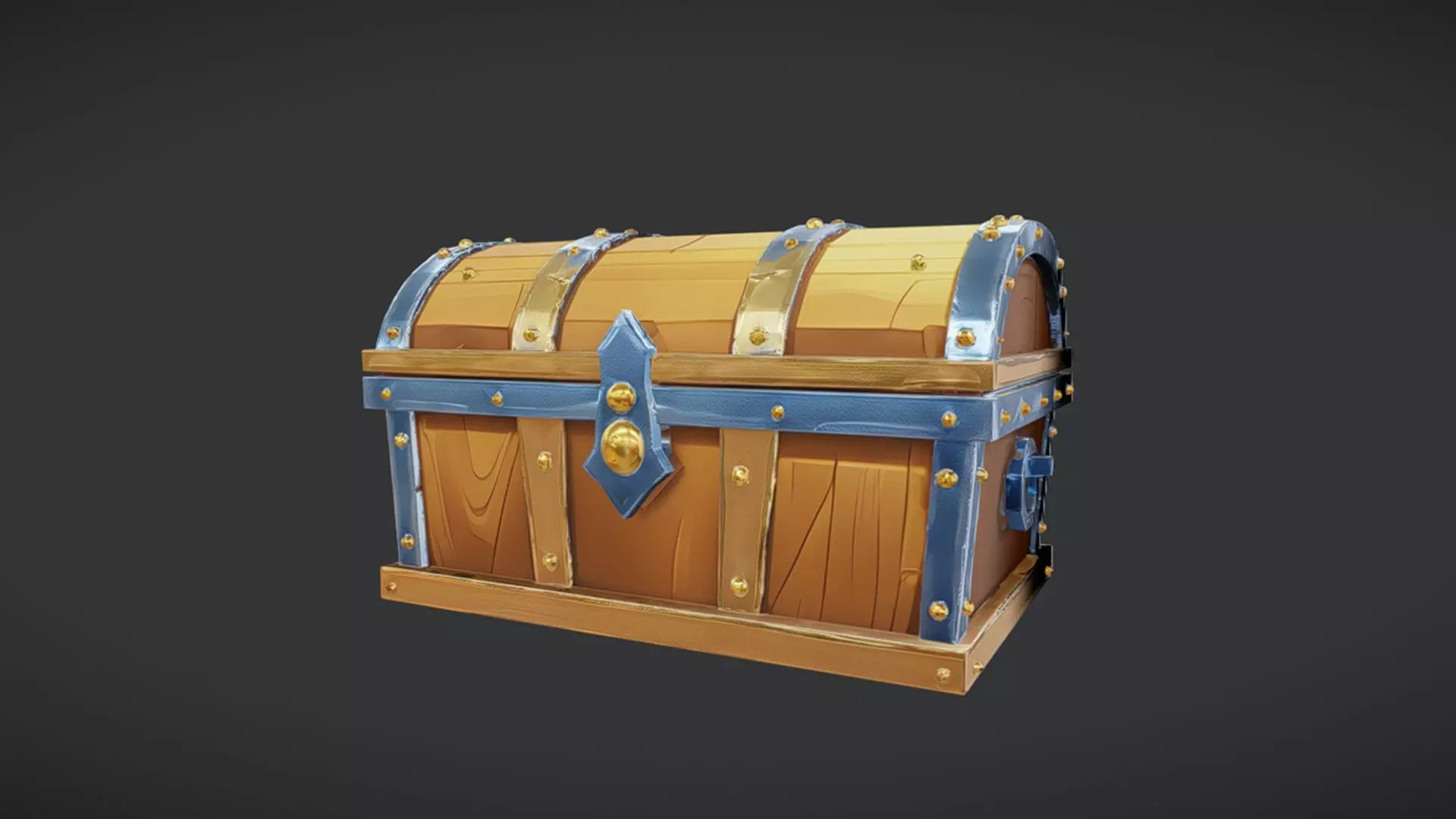 wooden treasure chest 3D model_0