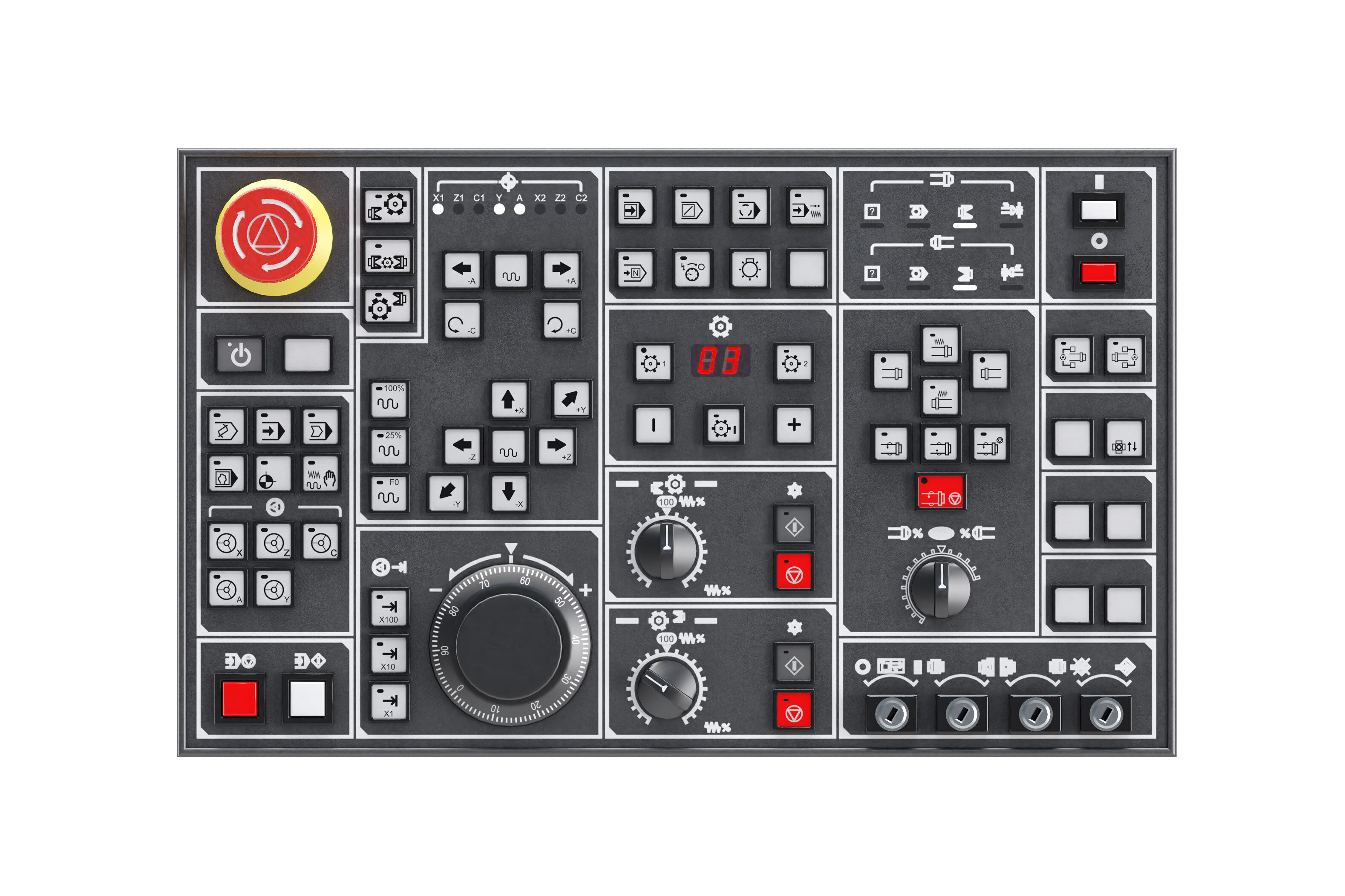 Lots buttons control panels 01-02 Free 3D model_4