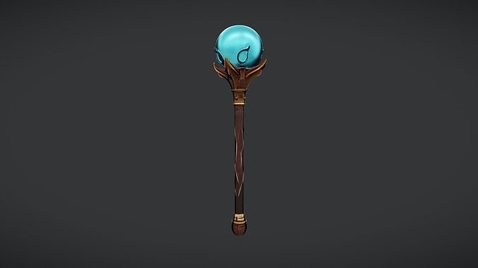 magical staff with glowing orb 3D model
