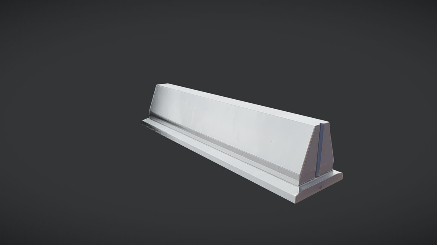 Concrete road barrier 3D model_6