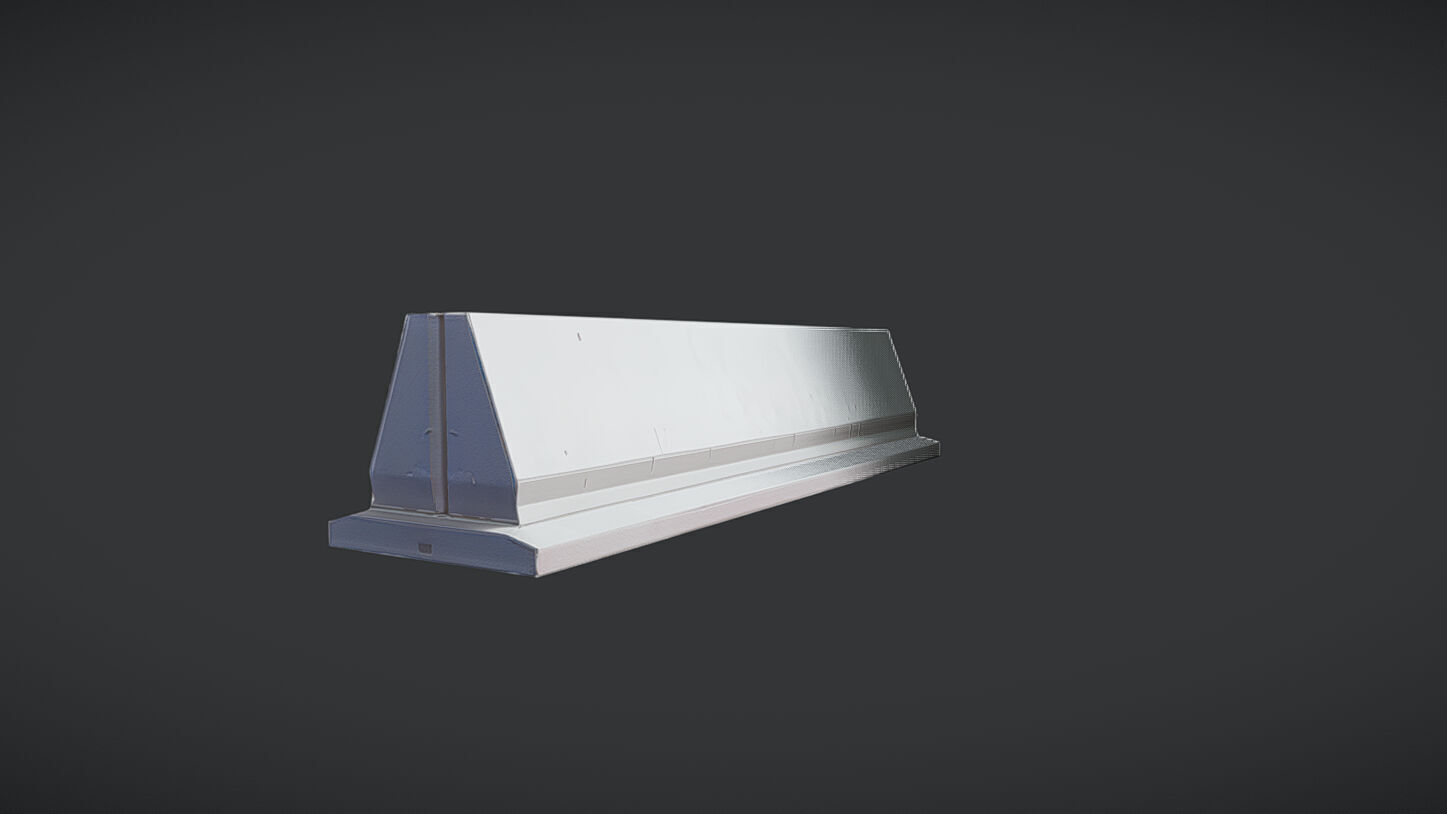 Concrete road barrier 3D model_3