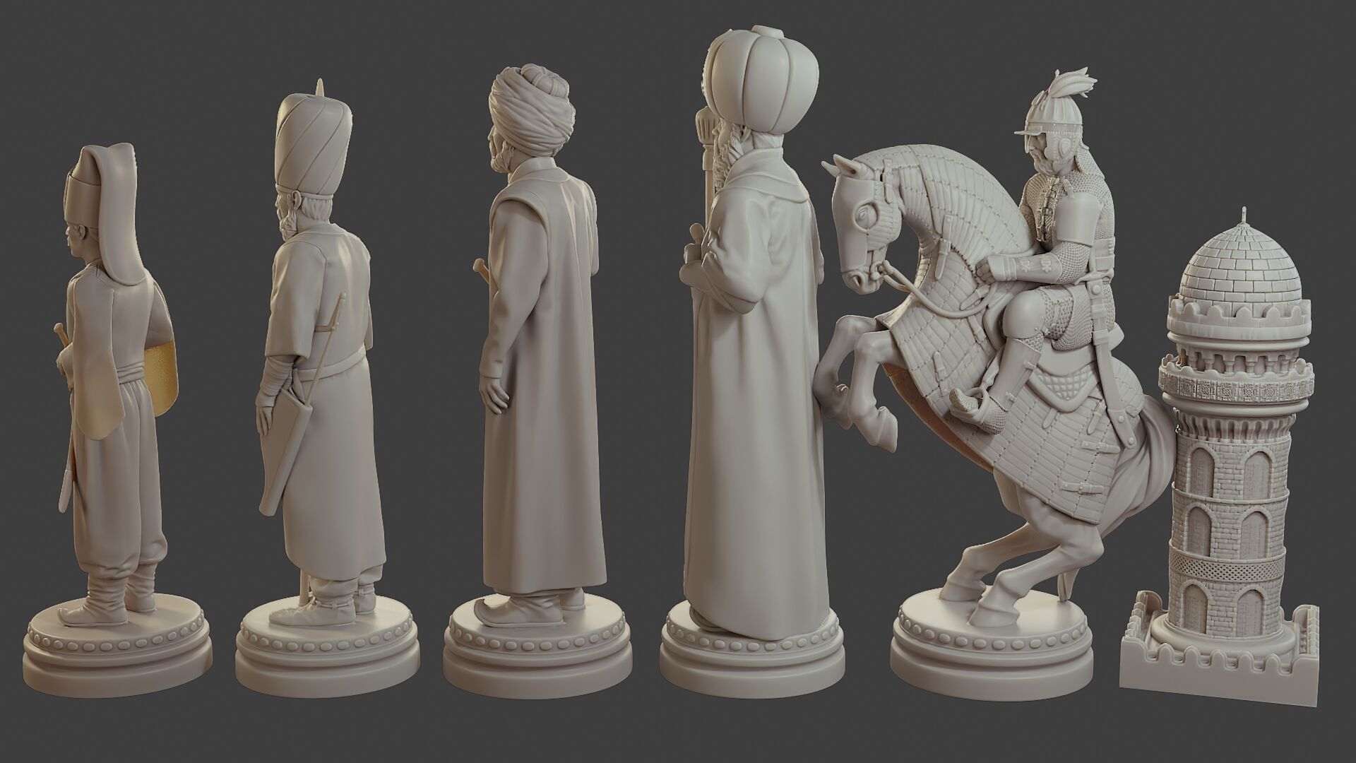 Medieval Ottoman Chess Set MOCHS 1 3D print model_4