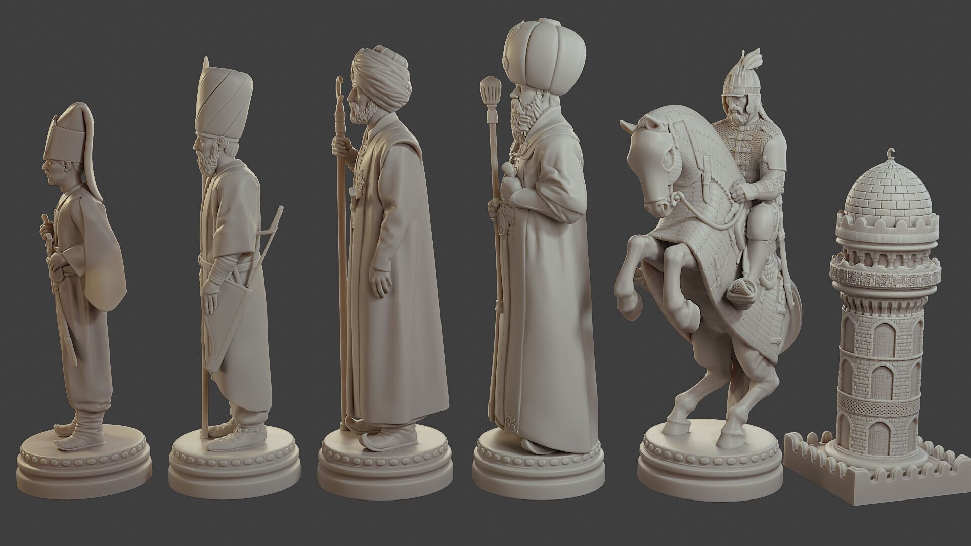 Medieval Ottoman Chess Set MOCHS 1 3D print model_3