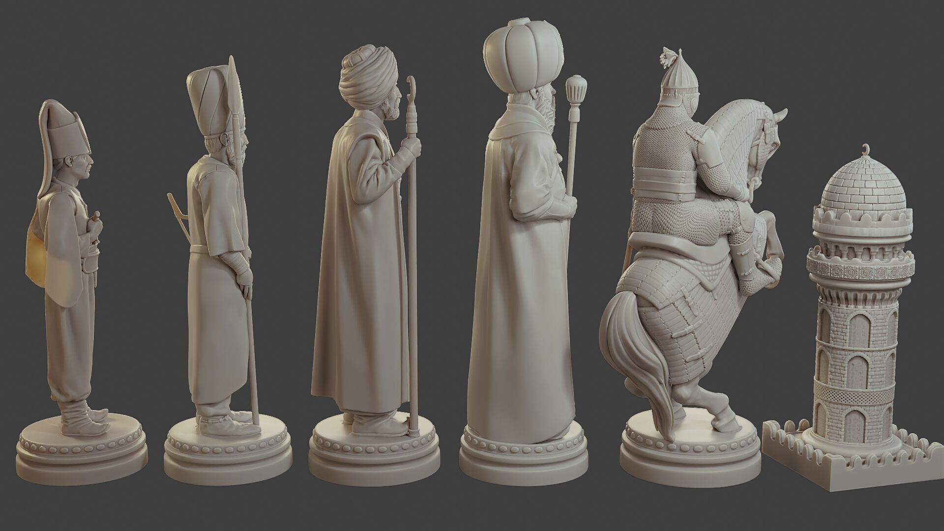 Medieval Ottoman Chess Set MOCHS 1 3D print model_8