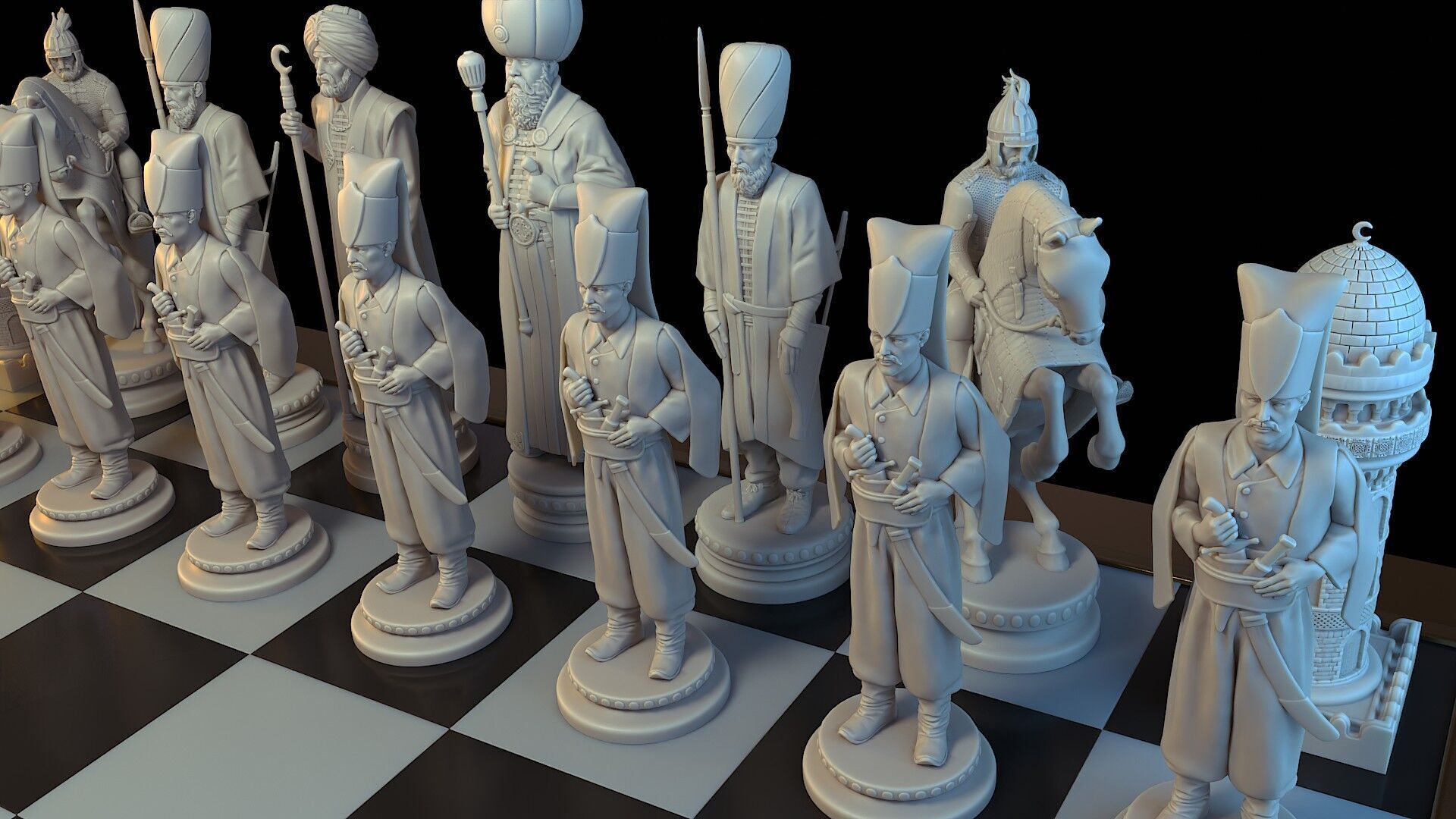 Medieval Ottoman Chess Set MOCHS 1 3D print model_1
