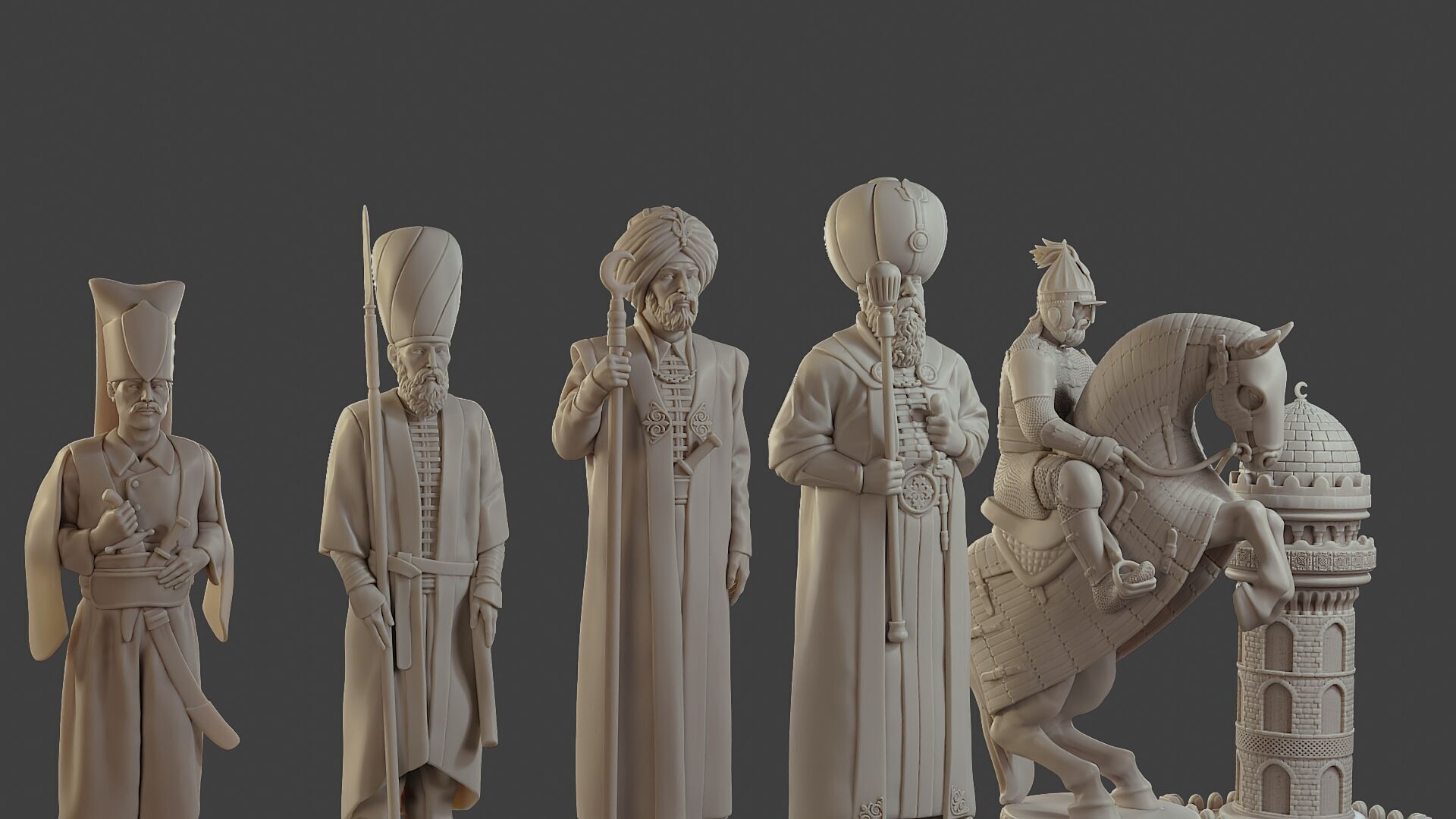 Medieval Ottoman Chess Set MOCHS 1 3D print model_30
