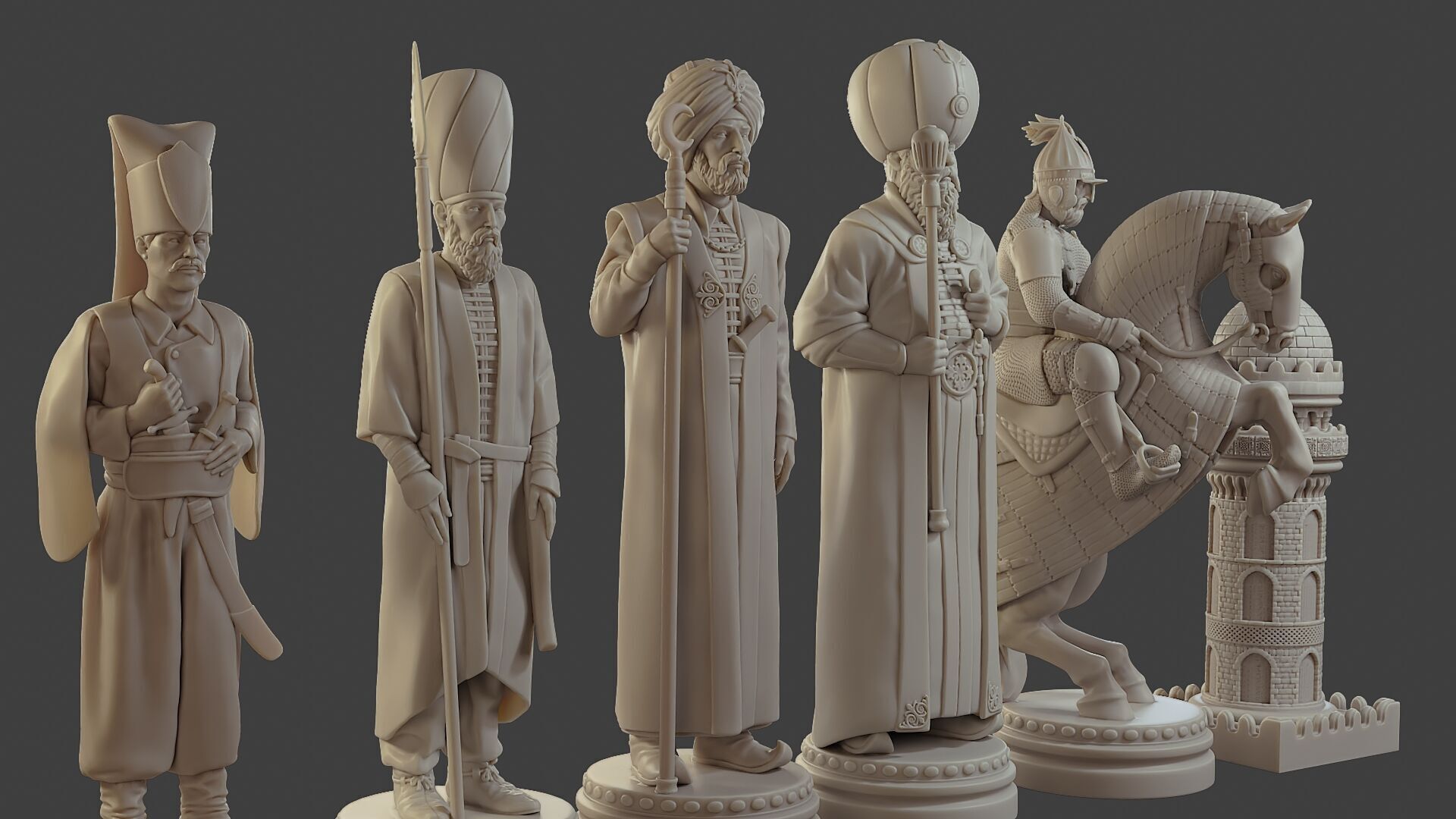Medieval Ottoman Chess Set MOCHS 1 3D print model_25