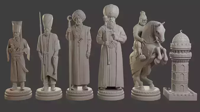 Medieval Ottoman Chess Set MOCHS 1 3D print model