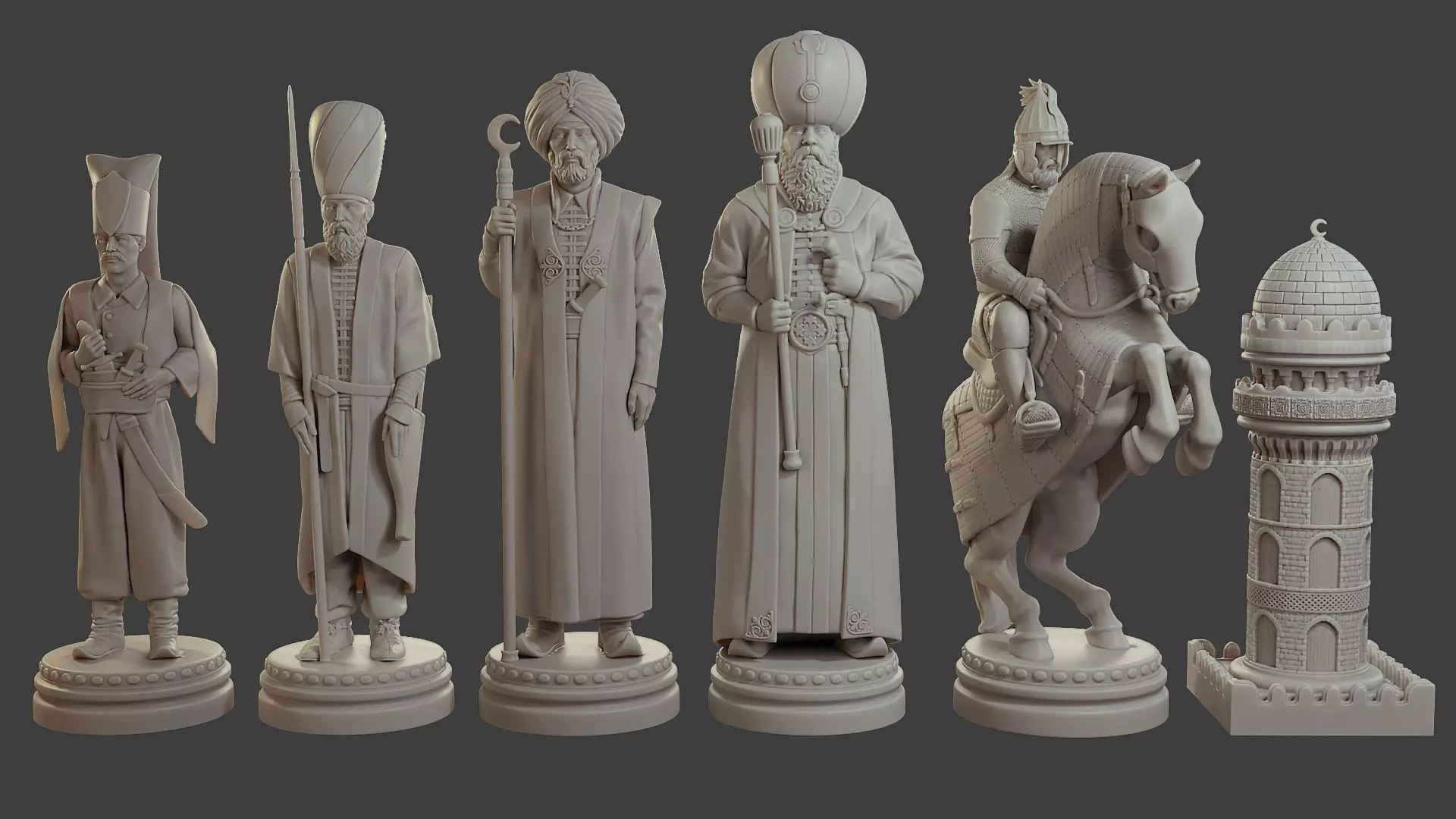 Medieval Ottoman Chess Set MOCHS 1 3D print model_0