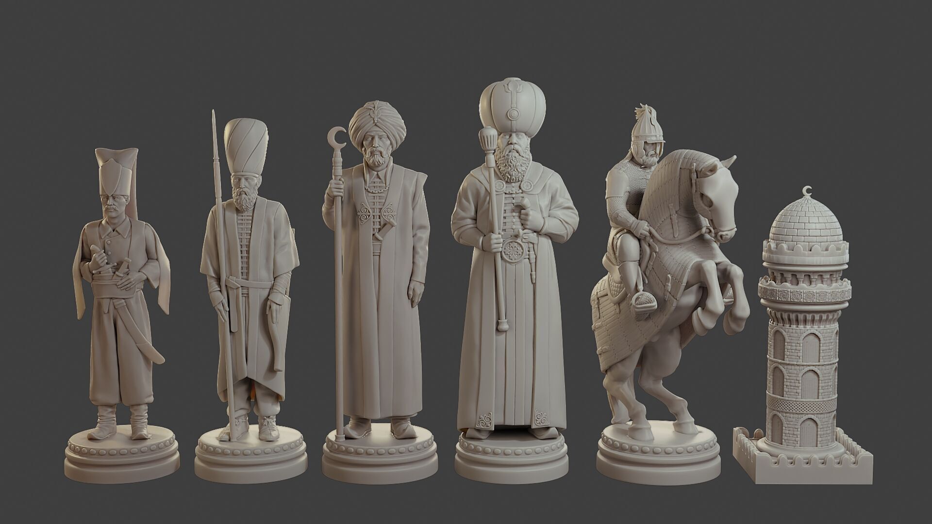 Medieval Ottoman Chess Set MOCHS 1 3D print model_11