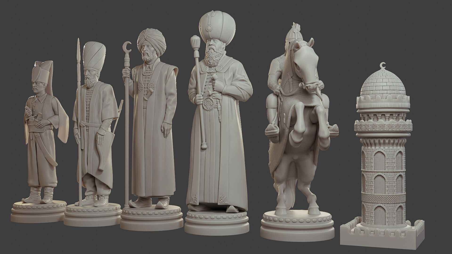 Medieval Ottoman Chess Set MOCHS 1 3D print model_23
