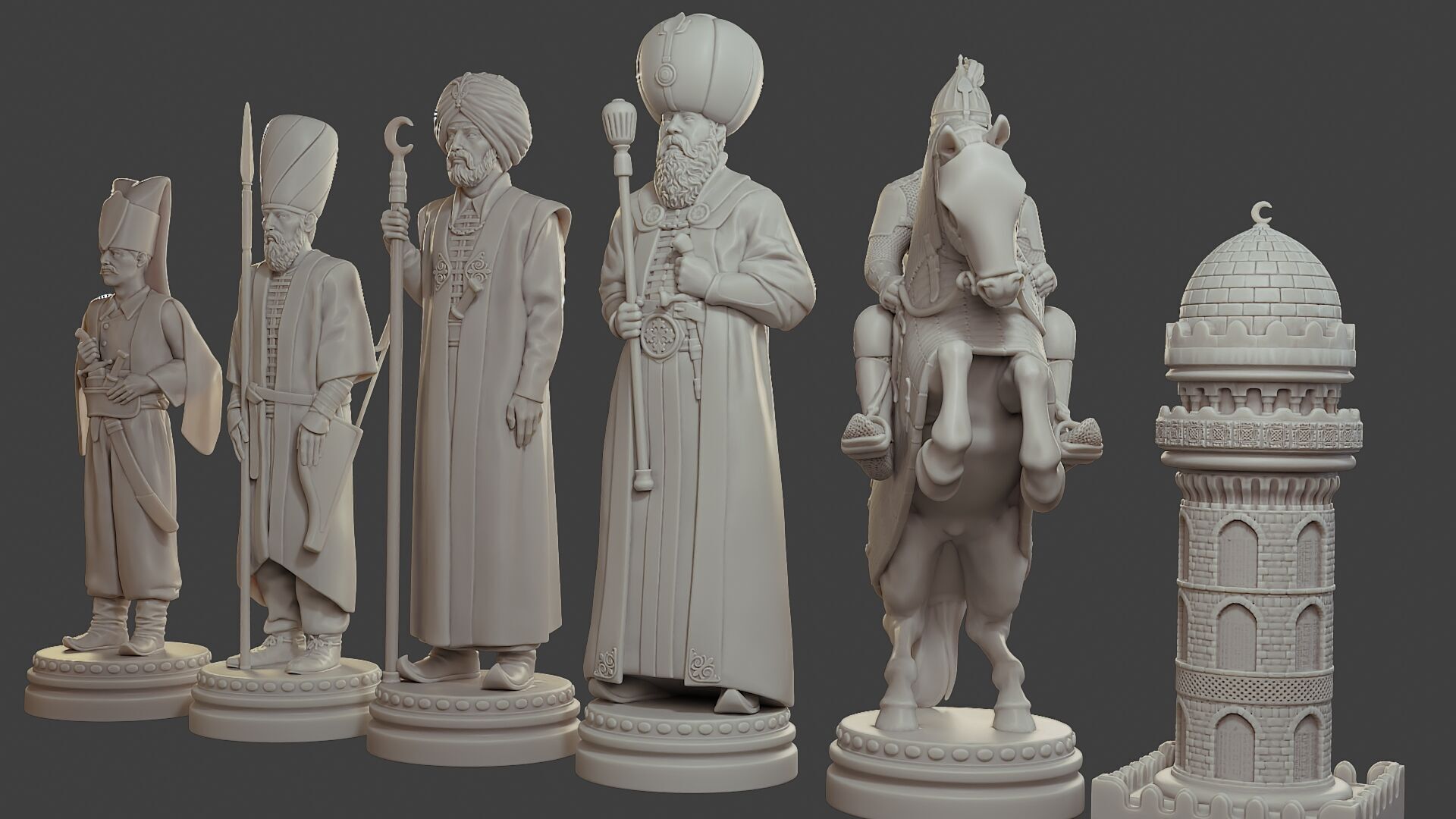 Medieval Ottoman Chess Set MOCHS 1 3D print model_24