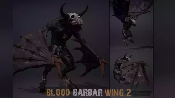 Blood Barbar Wing2 Low-poly 3D model