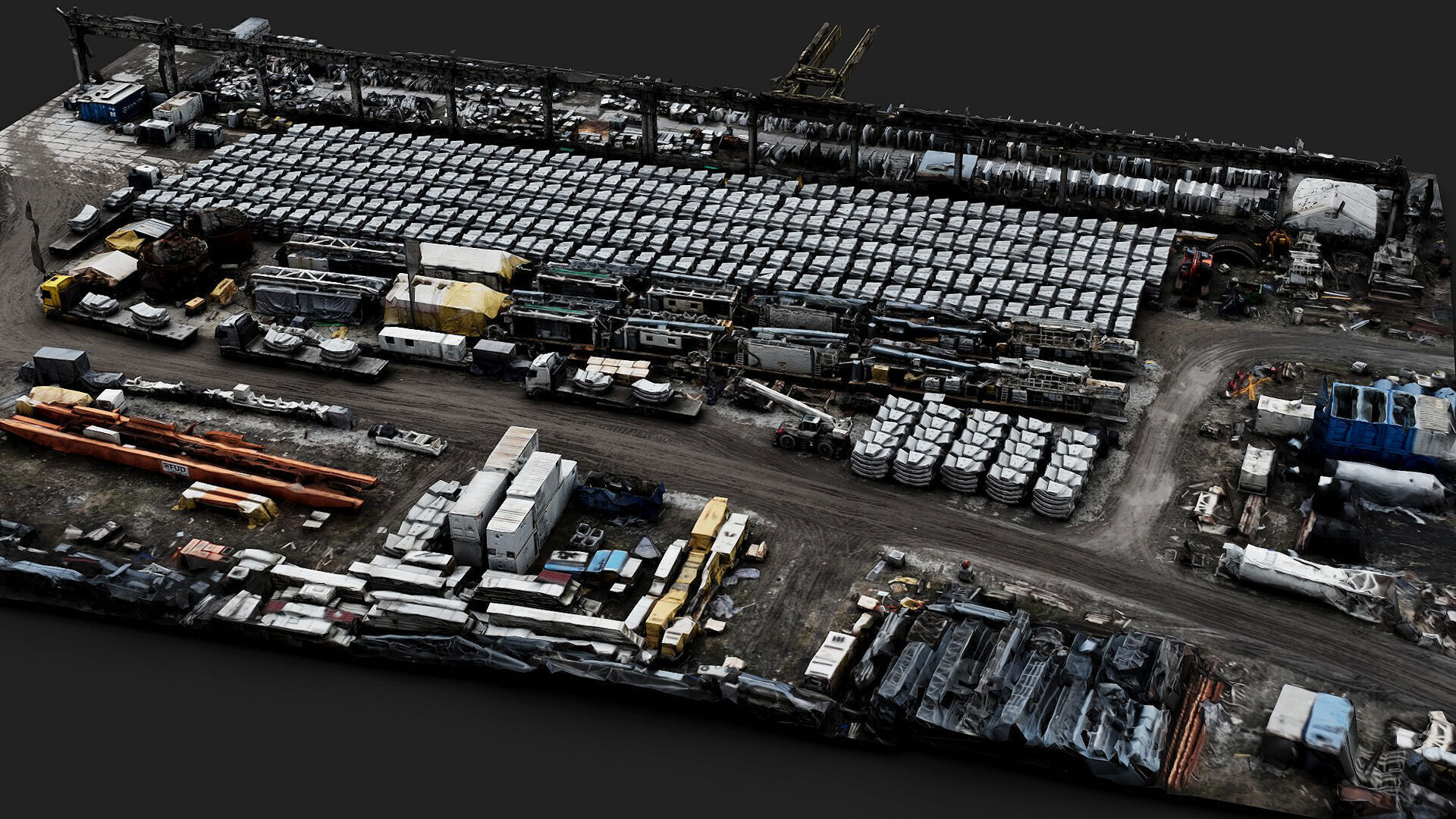 terrain mining facility machinery storage stuff drone scan Low-poly 3D model_2
