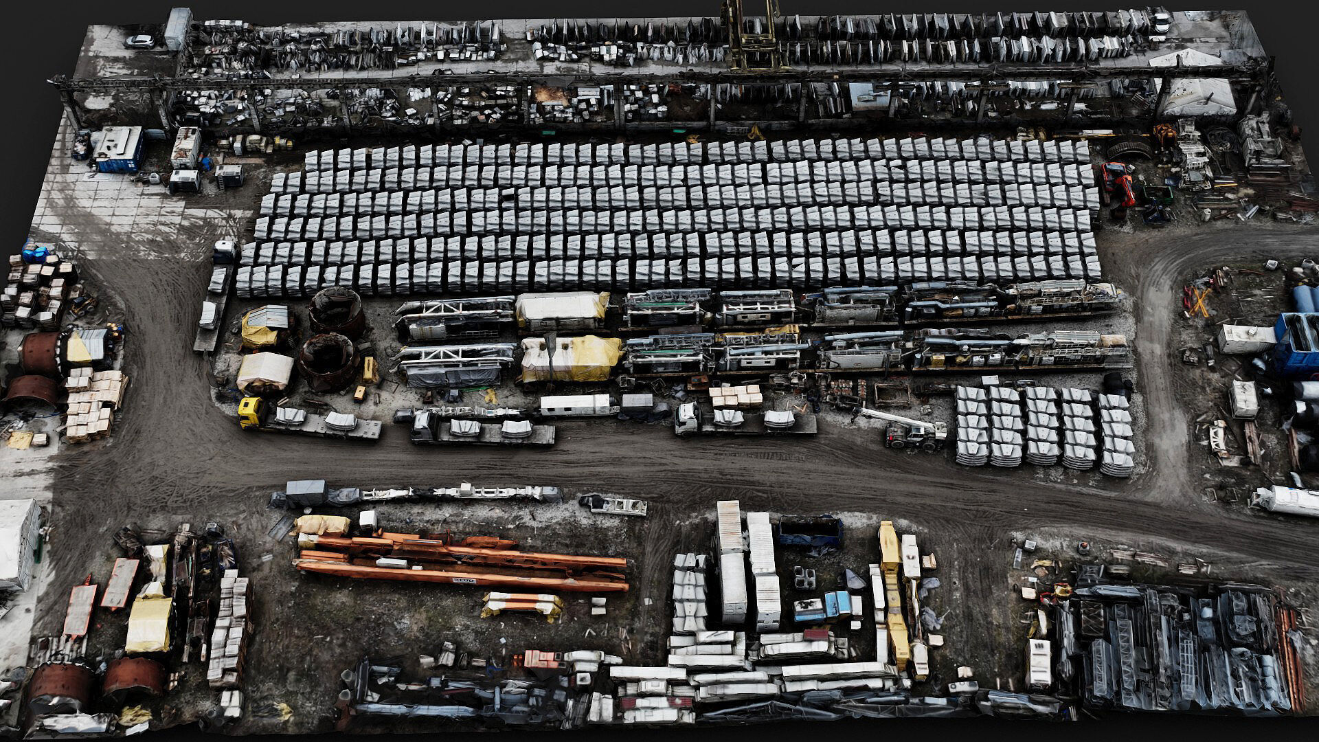 terrain mining facility machinery storage stuff drone scan Low-poly 3D model_1