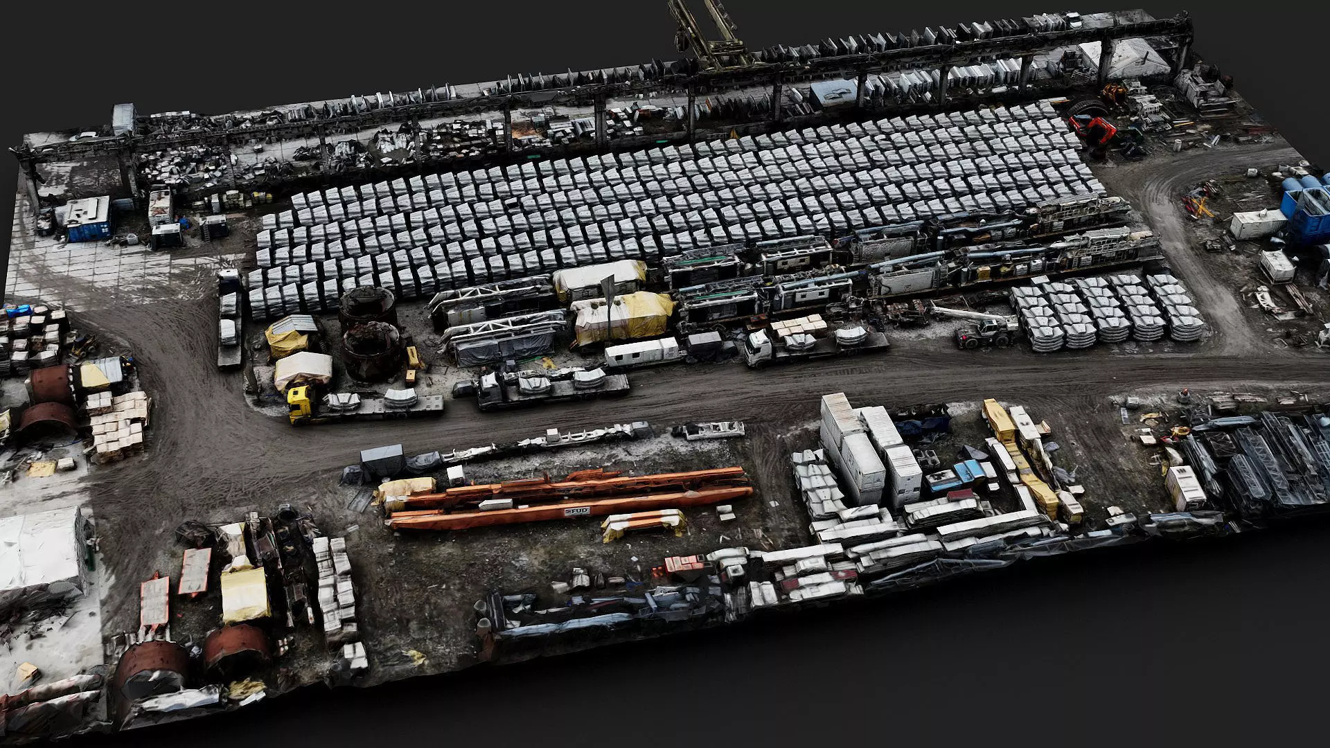 terrain mining facility machinery storage stuff drone scan Low-poly 3D model_0
