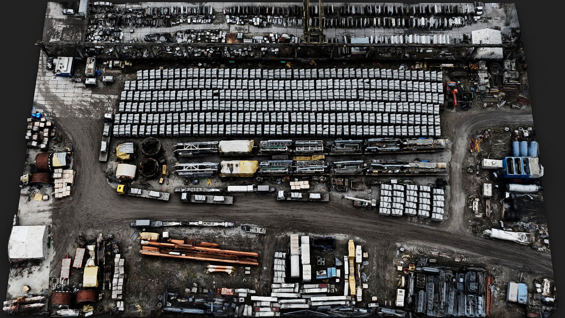 terrain mining facility machinery storage stuff drone scan Low-poly 3D model_6