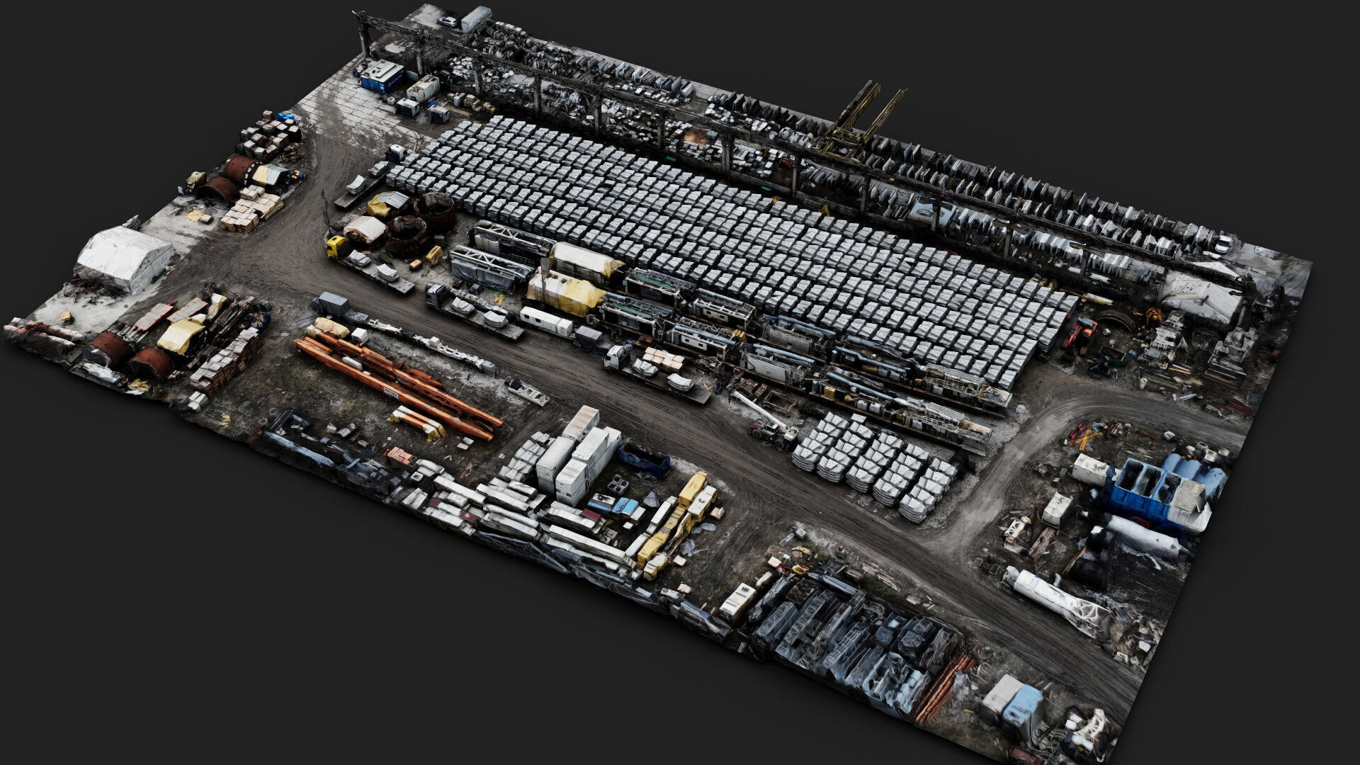 terrain mining facility machinery storage stuff drone scan Low-poly 3D model_8
