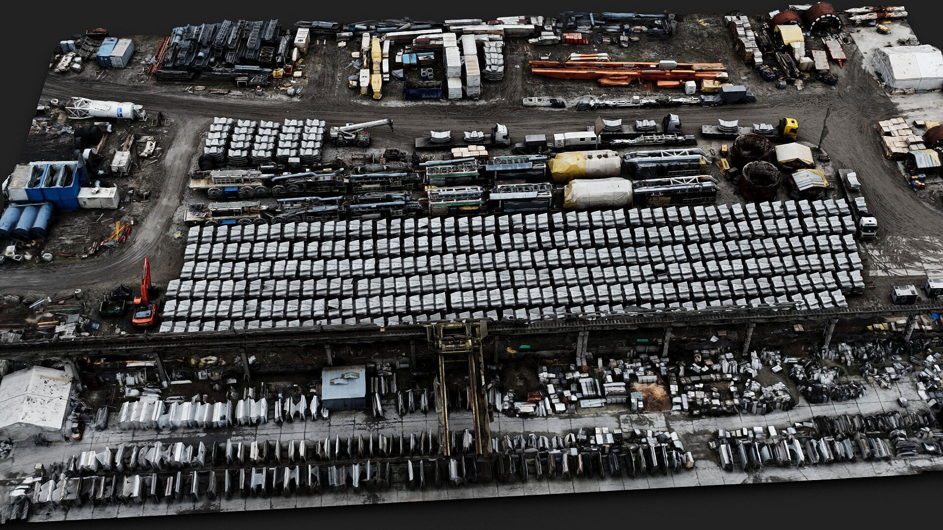 terrain mining facility machinery storage stuff drone scan Low-poly 3D model_3