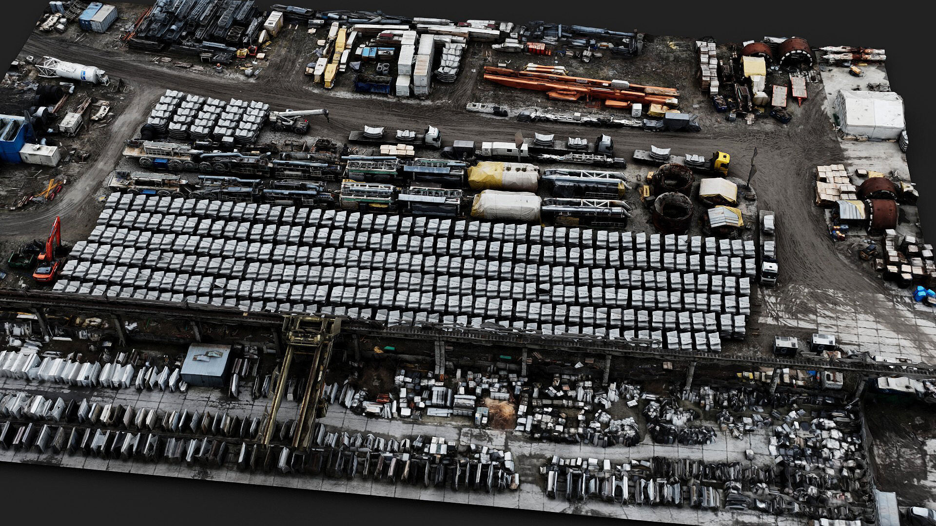 terrain mining facility machinery storage stuff drone scan Low-poly 3D model_4