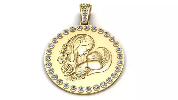 MOTHER BABY CION PENDANT 3D PRINTABLE MODEL 3D print model