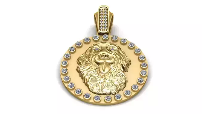 DOG DIAMOND PENDANT 3D PRINTABLE MODLE 