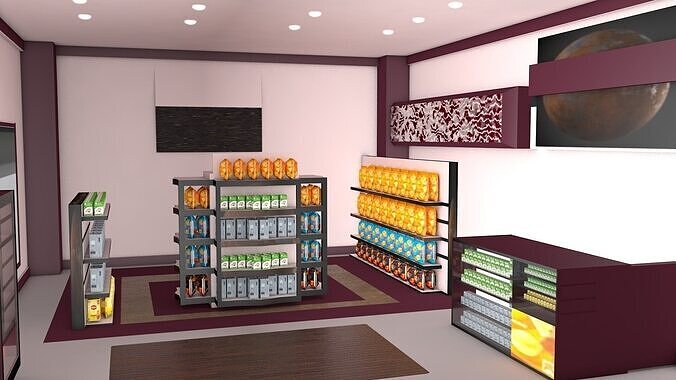Super Market Stands 3D model 3