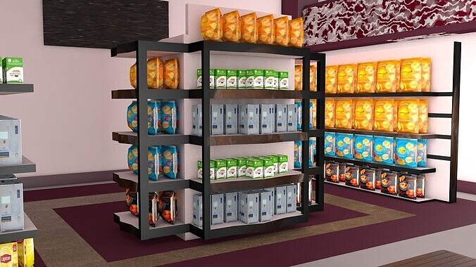 Super Market Stands 3D model 5