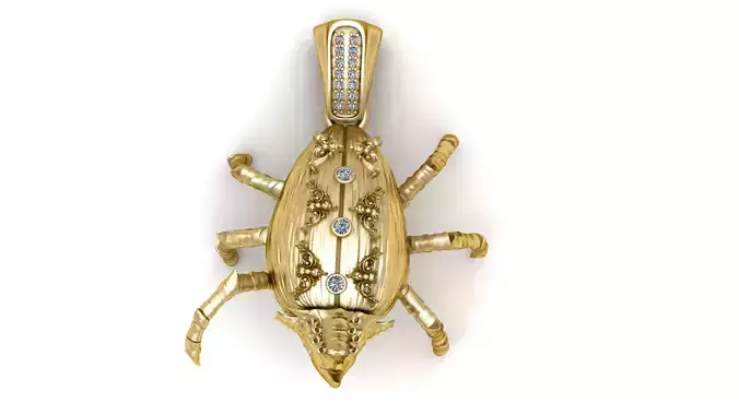 BEETLE GOLD INSECT PENDANT 3D PRINTABLE MODLE 