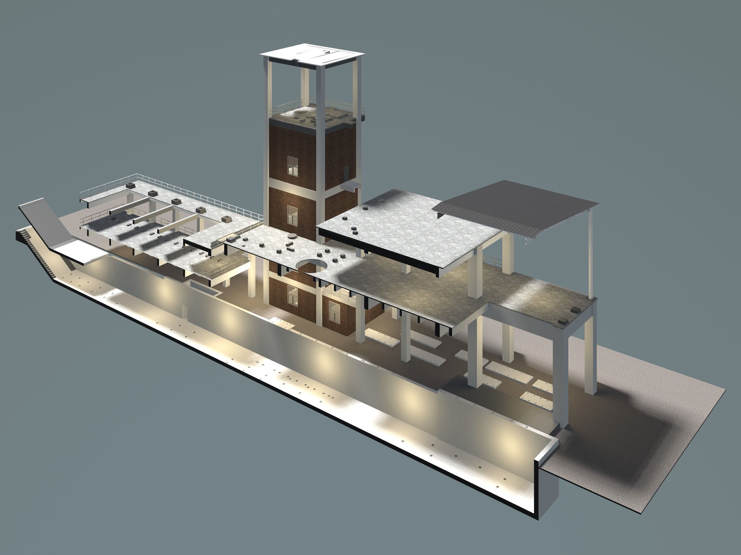 Industrial building in section cut 25i08 3D model_1